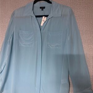 Talbots Sky Blue Silk Collared Shirt